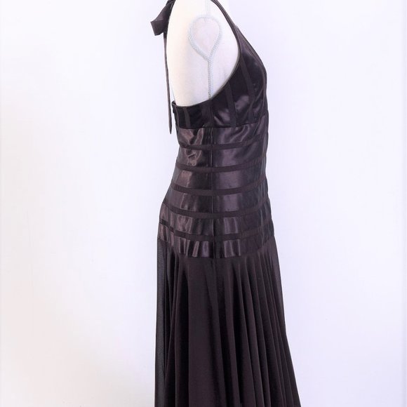 Jessica Howard Chocolate Luscious Deep Brown Halter Dress Size 6 - Picture 2 of 5